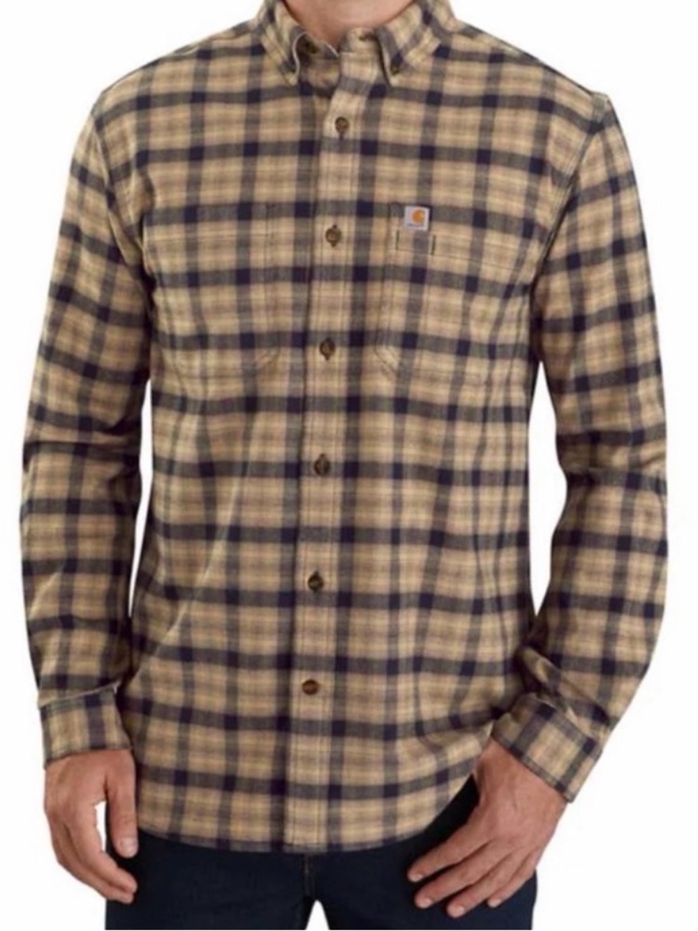 Carhartt Men's Plaid Shirt in Tan and Black